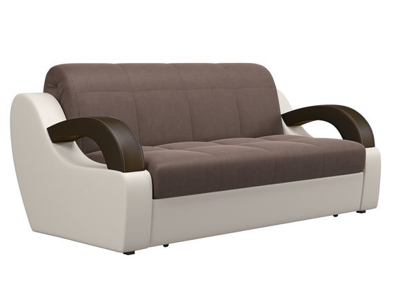 Диван Мадрид 1,2 - Велютто/Velutto  23 шоколад/беж кожзам/ коричневая накладка