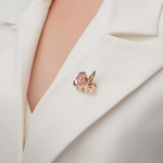 Брошь «Колибри» из красного золота с фианитом и эмалью