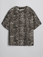 Футболка для девочки оверсайз, принт питон