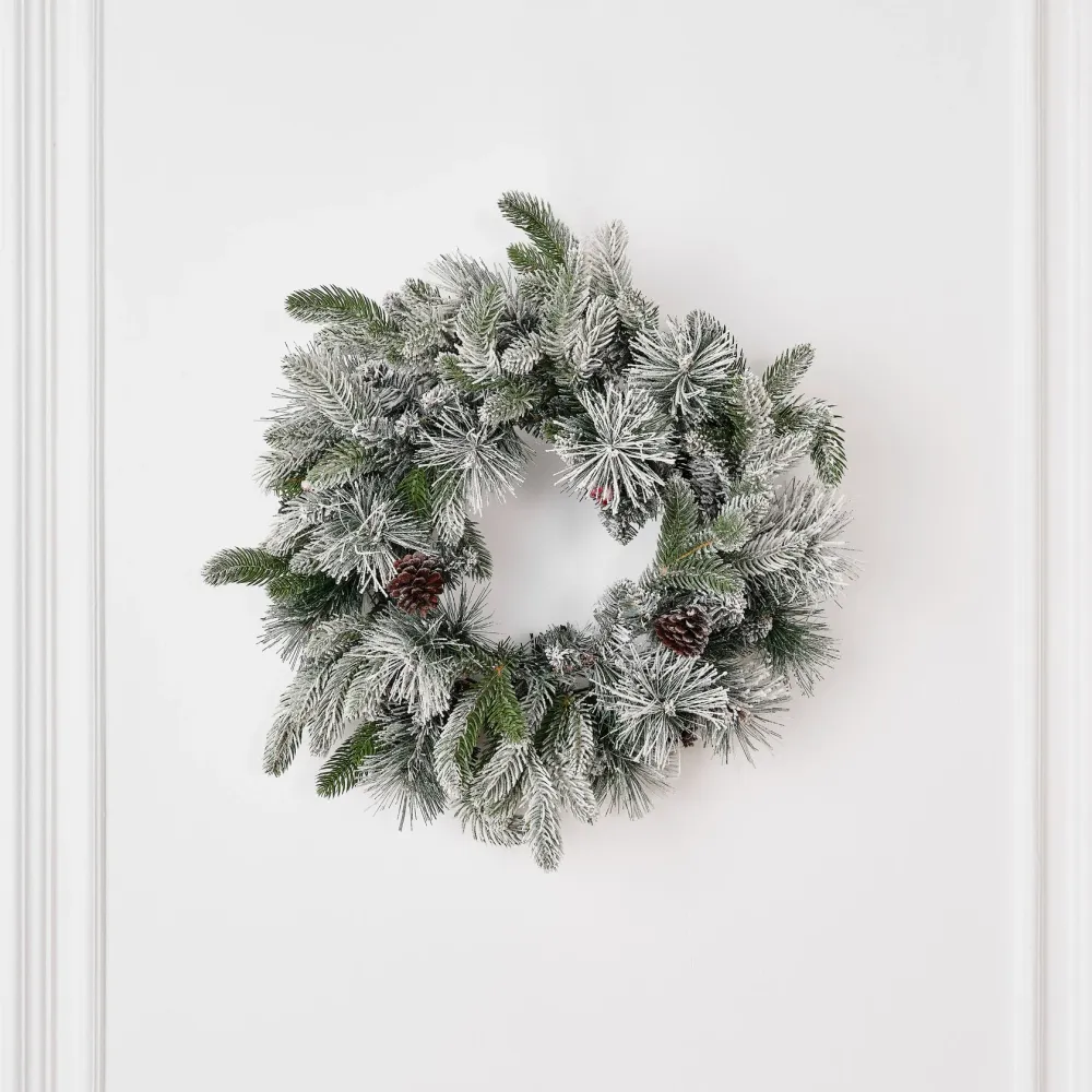 Рождественский венок заснеженный с шишками «Froid» (Литая +пвх) 60 см