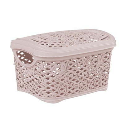 Корзинка для хранения Keeplex Fiori с крышкой 3,3л 24,2х18х14см бежевый топаз