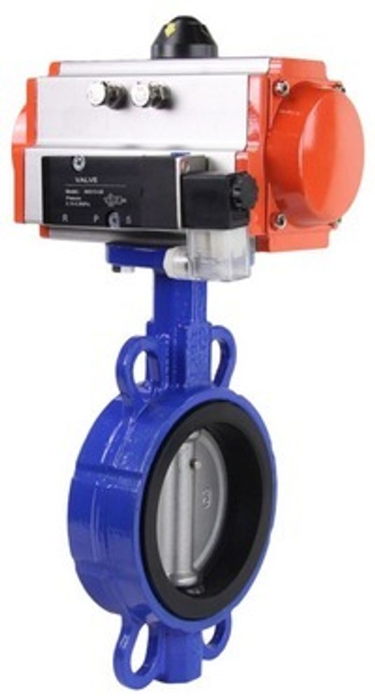 Water Butterfly Valve Elephant st-316l-nbr-sa-4m310-110/220, body material - carbon steel WCB, disk material - stainless steel AISI 316L, seal - NBR, pneumatic actuator operated