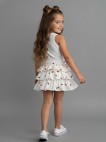 Юбка-шорты из жатого хлопка «Вишенки»