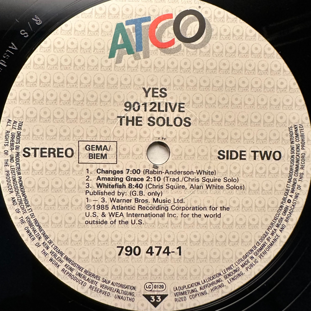 Yes - 9012Live - The Solos (Германия 1985г.)