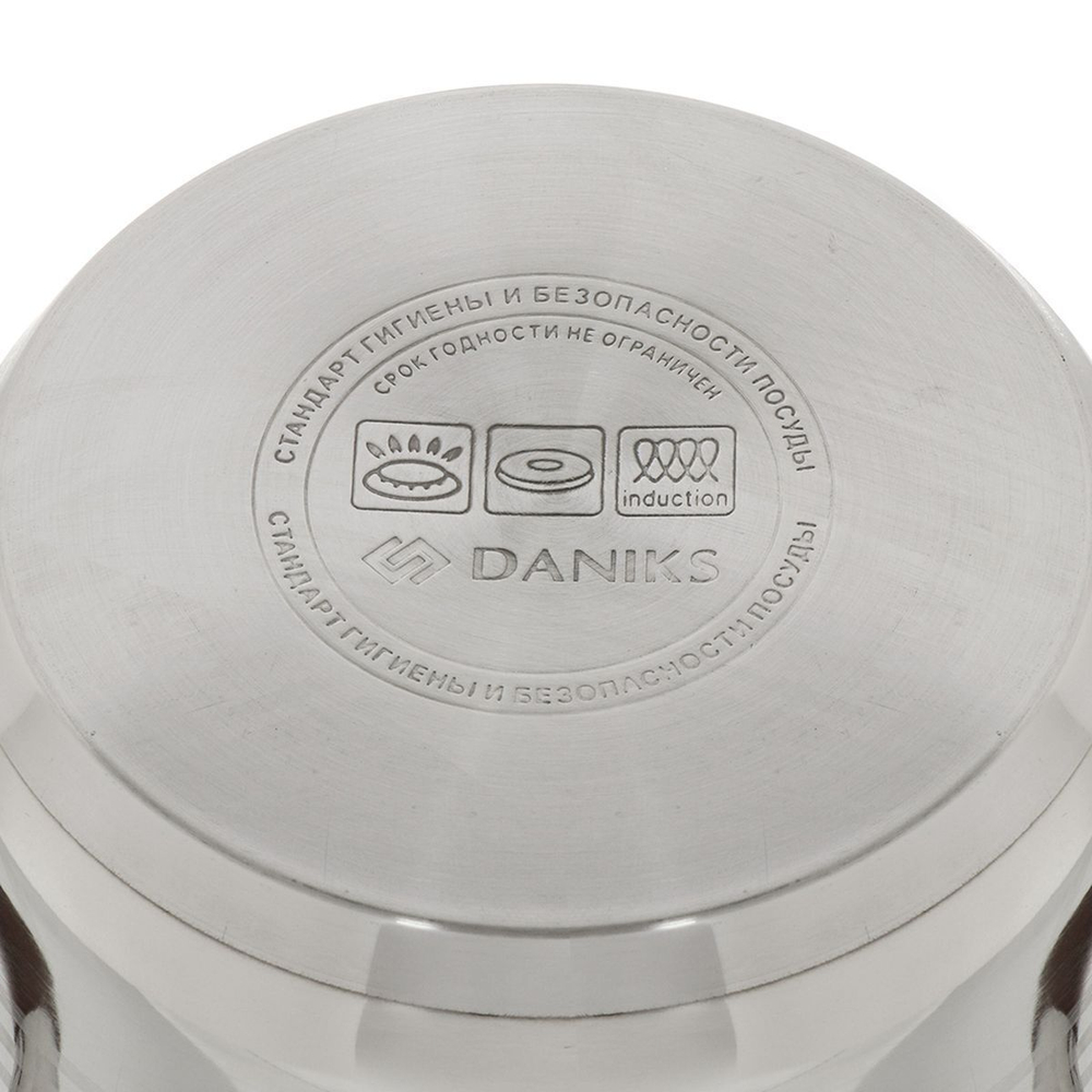 Кастрюля нерж, 3 л, крышка стекло, Daniks, Веллингтон, GS-01415-18CA, индукц