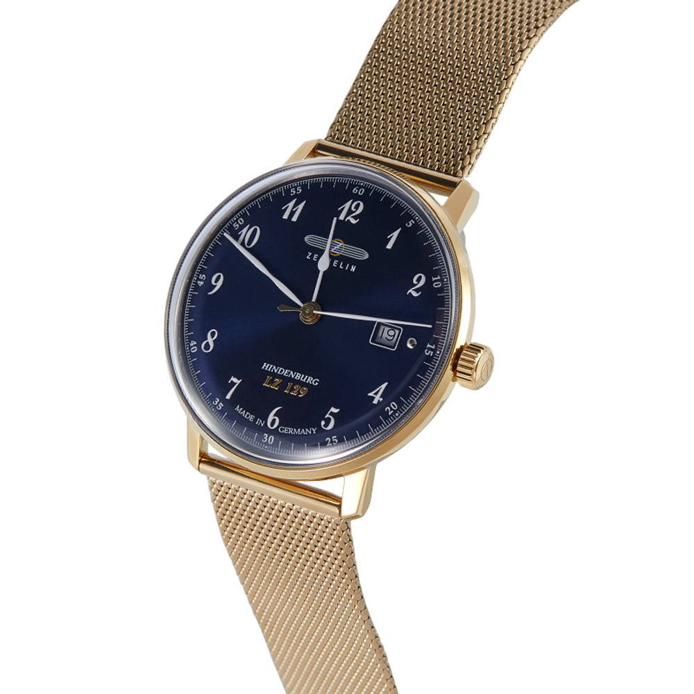 ZEPPELIN Hindenburg Collection Quartz Movement Men"s Watches Watch Blue Dial Stainless Steel Case Steel Strap