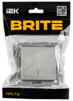 BRITE Выключатель 1-клавишный проходной с индикацией 10А ВС10-1-7-БрГН металл хром/никель IEK