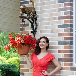 Кронштейн для цветов Кот Welcome Бронза