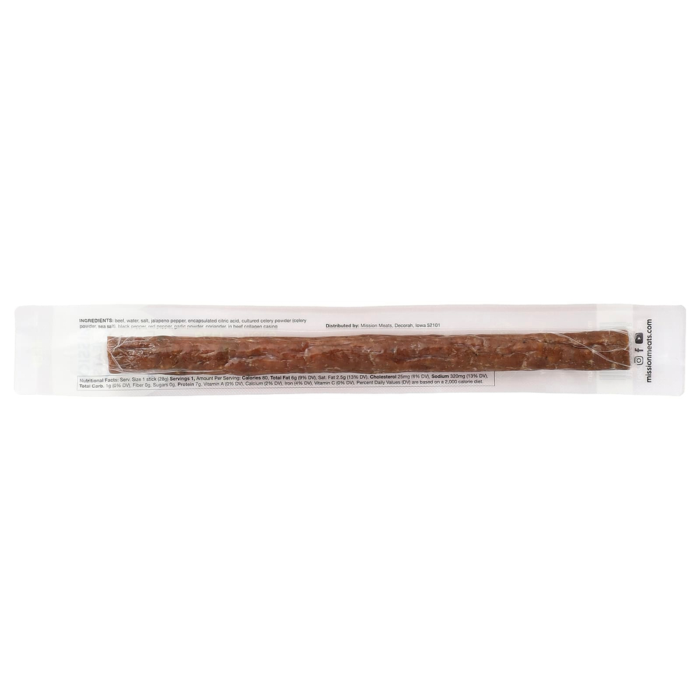 Mission Meats, Beef Sticks, Jalapeno Pepper, 1 oz (28 g)