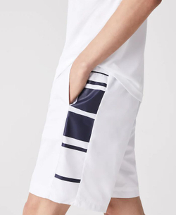 Мужские теннисные шорты Lacoste SPORT Printed Side Bands Shorts - white/navy blue