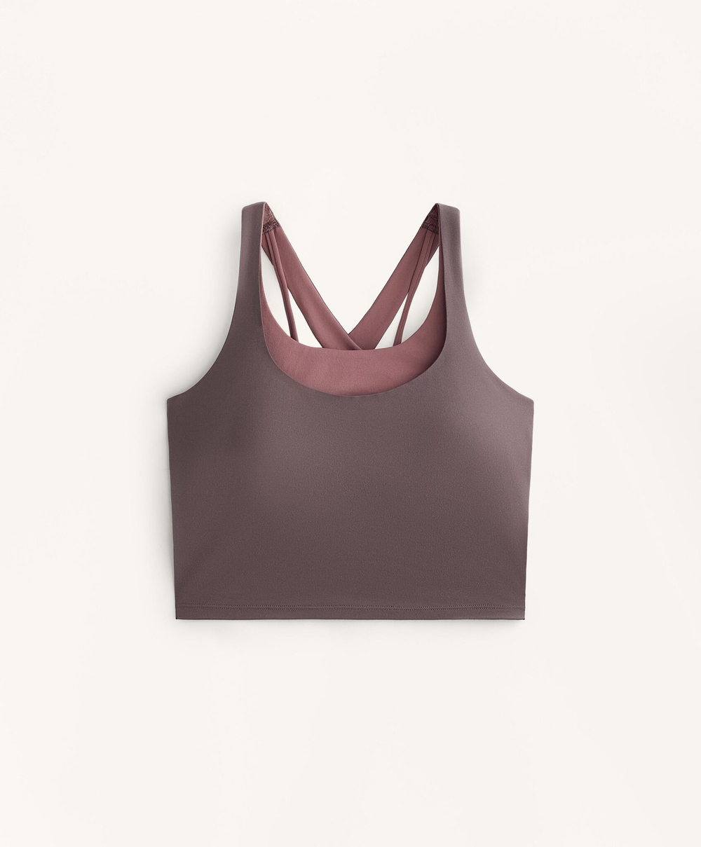 Oysho Спортивный топ без рукавов Comfortlux overlay, серо-фиолетовый