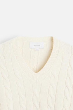 ZARA ШЕРСТЯНОЙ СВИТЕР С УЗОРОМ «КОСЫ», ЭКРЮ