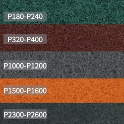 Набор шлифовальный войлок 5шт, P180, P400, P1200, P1500, P2500,115x180мм.,Набор листов нетканых шлифовальных