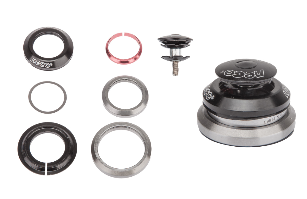 Детали рулевой колонки 1-1/8"-1.5" безрезьбовая H373S+C2861 стальная чёрная конич. интегрир., арт. 170128