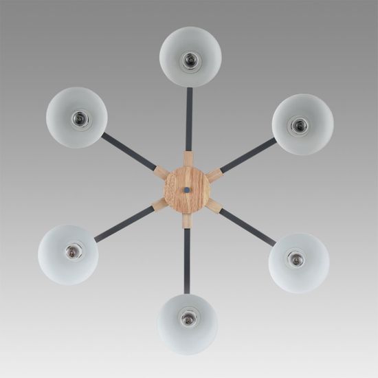 8096/6C MODERNI LN26 339 серый/серый металл, дерево/металл Люстра потолочная Е27 6*60W 220V COLANGE