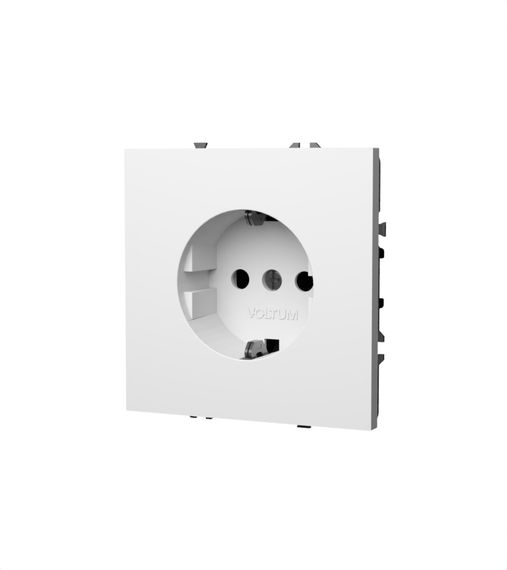 Розетка встраиваемая Voltum S70 с заземлением 16А, (белый глянцевый) VLS040101