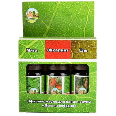 Набор эфирных масел ТМ «Бацькина баня», «Дыши свободно»(Мята, Эвкалипта, Ель)