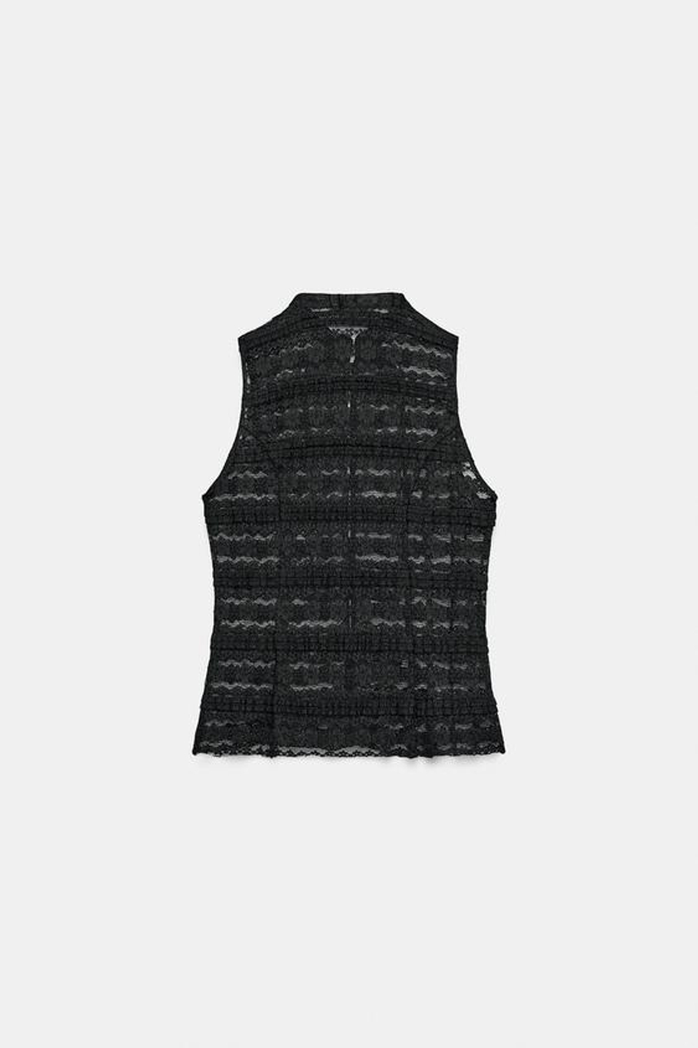 ZARA КРУЖЕВНОЙ ТОП С ЗАСТЕЖКАМИ-ТОГГЛ, ЧЕРНЫЙ