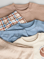 Футболка и шорты в комплекте для малышей Next E81-349, 3 шт., Молочный, Голубой, Коричневый