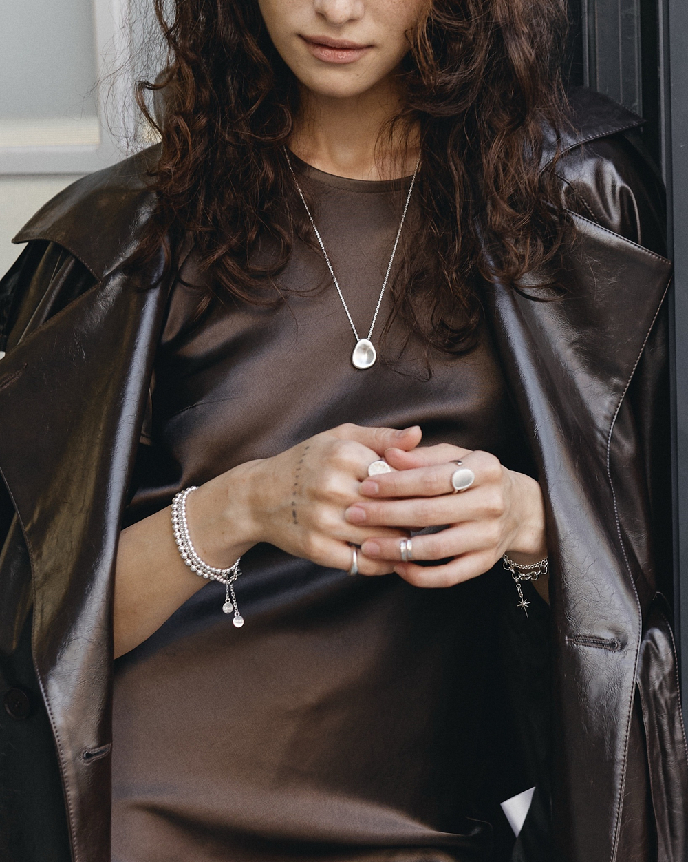 браслет с серебряными шариками 5 мм