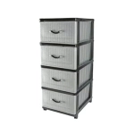 Комод 4-х секционный Панельный черно-серебро