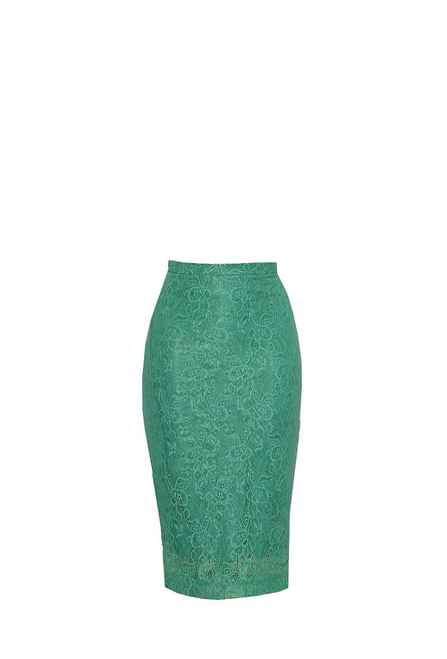 Юбка-миди кружевная зеленая 03-19SS