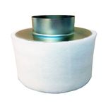 Угольный фильтр nano filter 120/100, вид сбоку с белым внешним слоем и металлическим патрубком для подключения