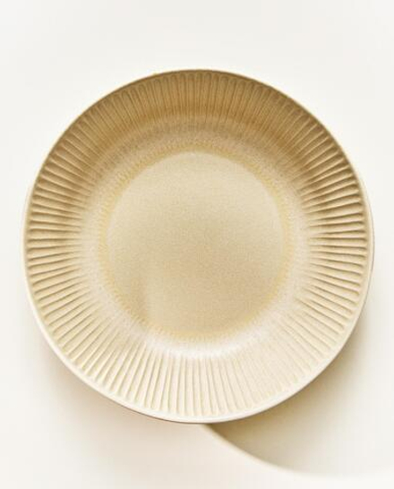 Zara Home тарелка глубокая из каменной керамики, цвет бежевый, 26 см