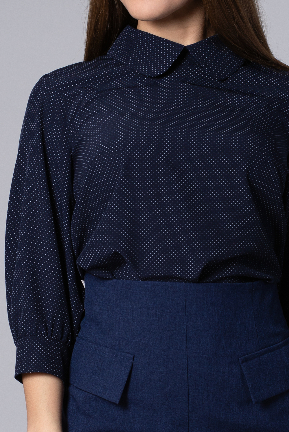 Блузка женская 3430ВП, т.синий точка #176Тст093430ВП