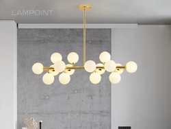 Люстра потолочная черная, люстра подвесная, потолочный светильник, G4, 16 матовых плафонов