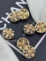 Пуговицы Шан. Бежевые Эмаль жемчуг 18 мм скидка