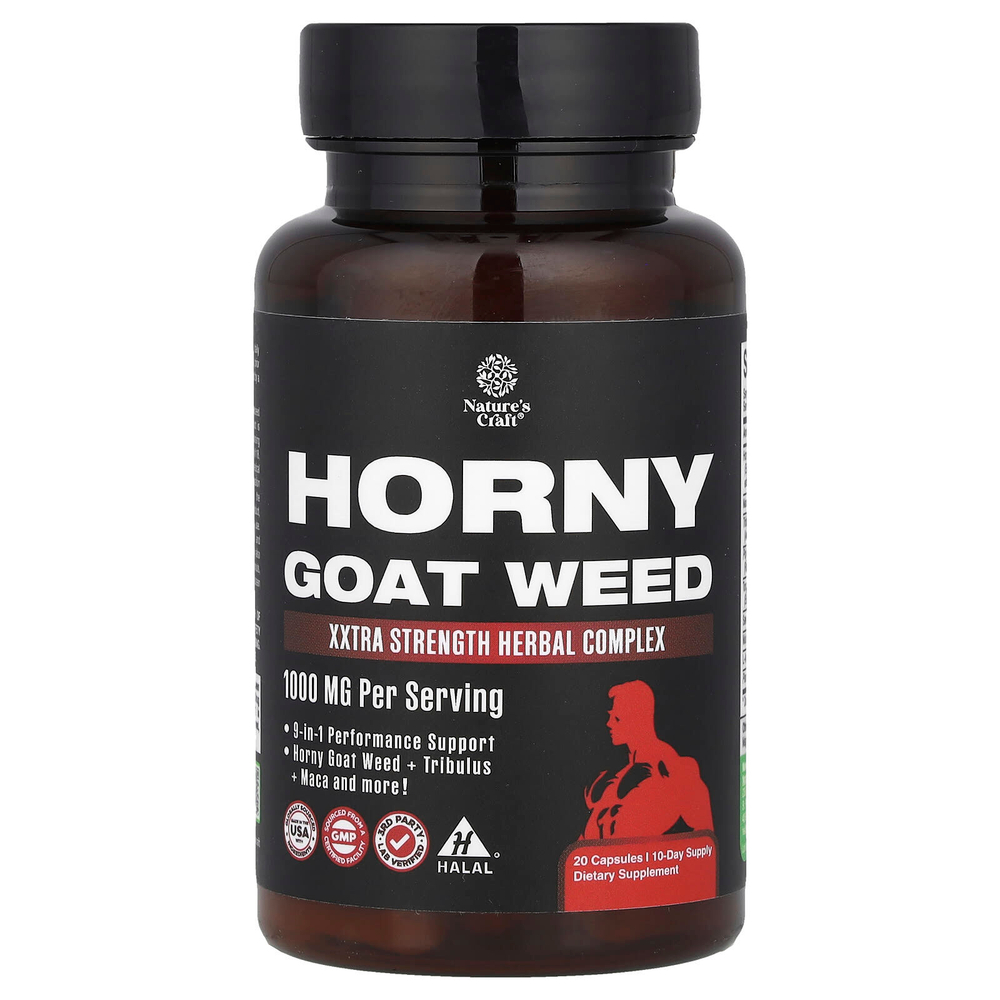 Nature's Craft, Horny Goat Weed, травяной комплекс Xxtra Strength, 20 капсул