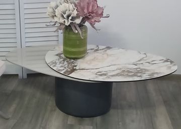 Стол кофейный NIKLAS TL-312 испанская керамика, стекло / МДФ окраш. /темно-серый МДФ каркас