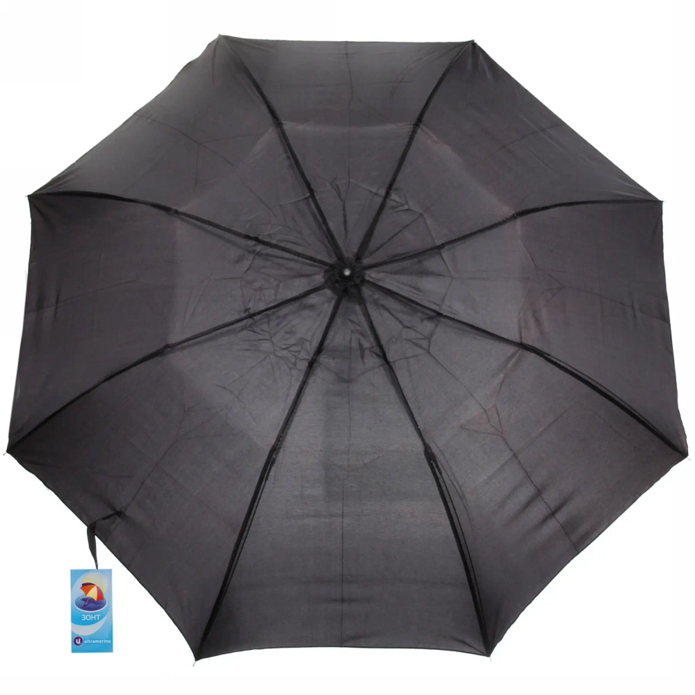 Зонт мужской полуавтомат «Ultramarine - Питер», цвет черный,8 спиц, d-95см, длина в слож. виде 39см