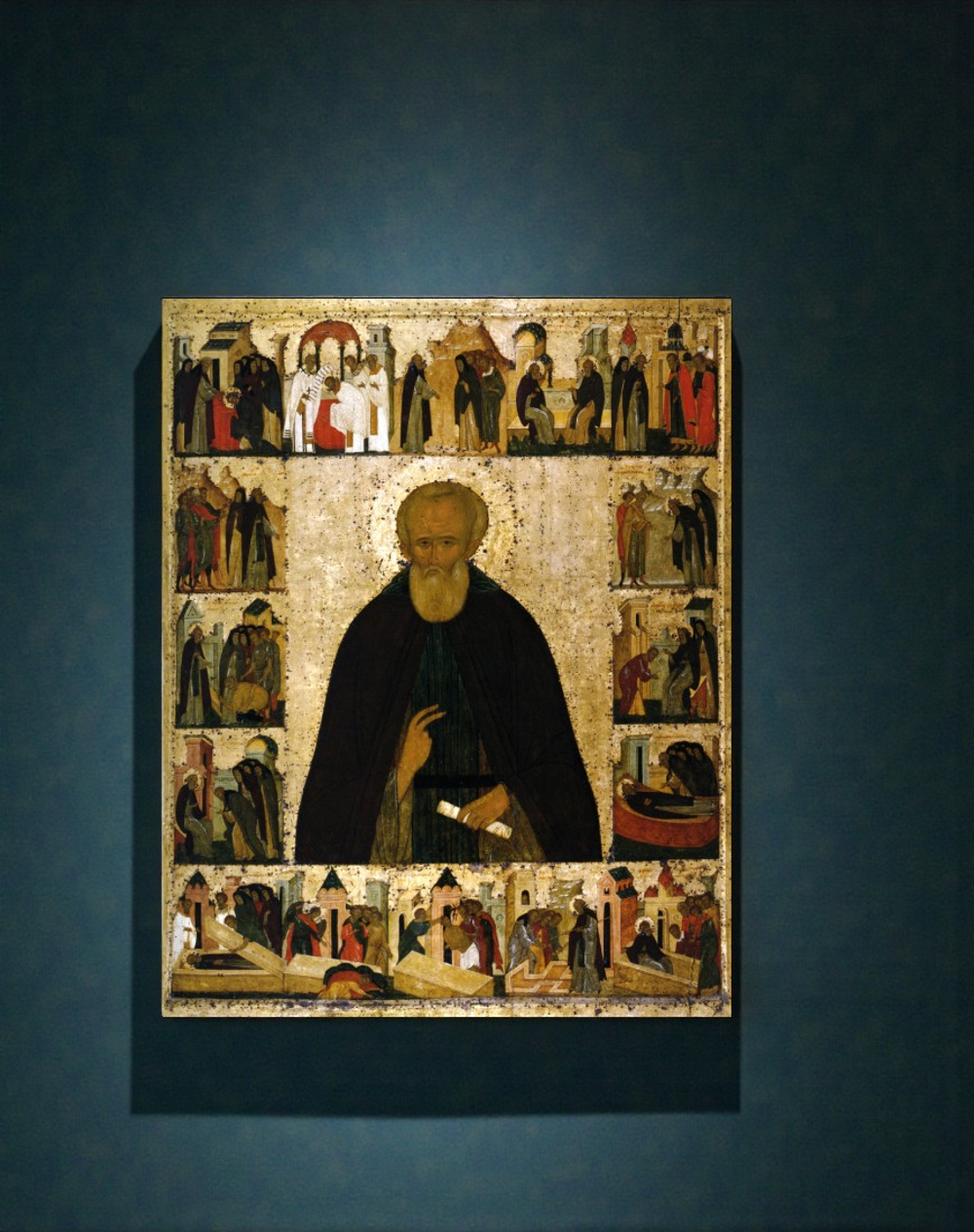 Икона святого преподобного Дмитрия (Димитрия) Прилуцкого, игумена Вологодского с житием