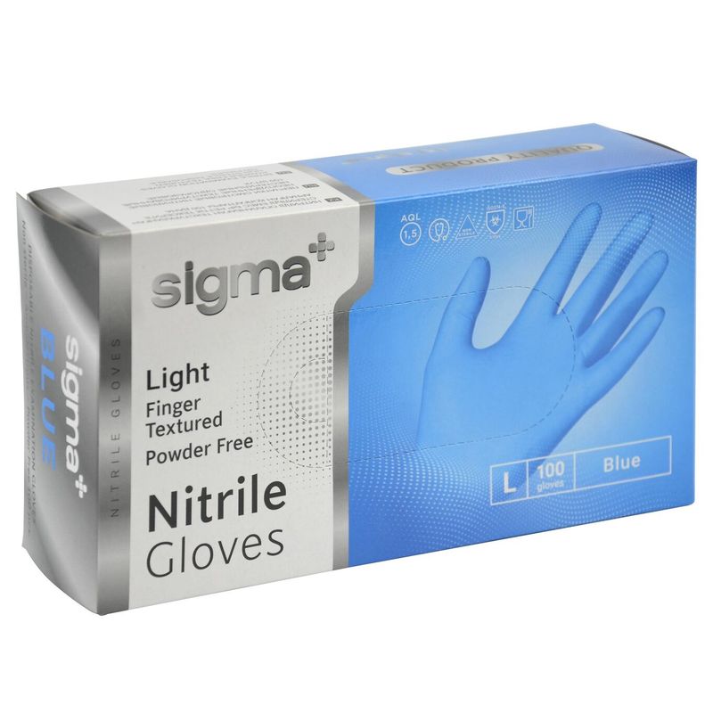 Перчатки одноразовые SIGMA нитрил Light L синие 100 пар/уп 10 уп/кор