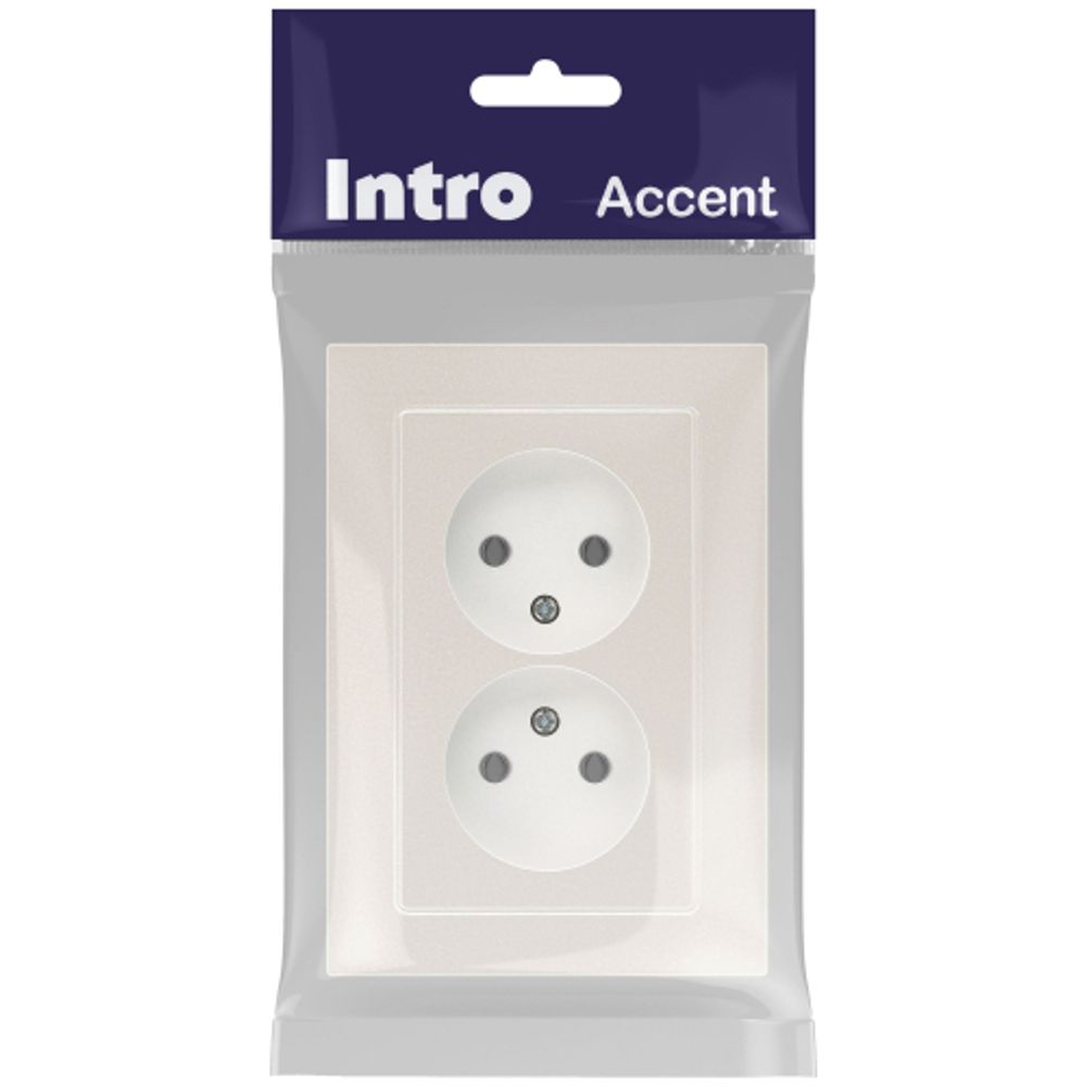 Розетка Intro Accent 6-204-06 2х2P, 16А-250В, IP20, СУ, AL/CU, перламутр