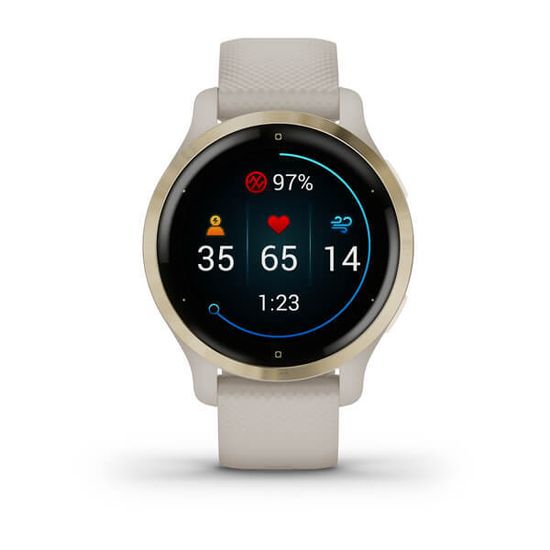 Умные часы Garmin Venu 2S песочного цвета с золотистым безелем