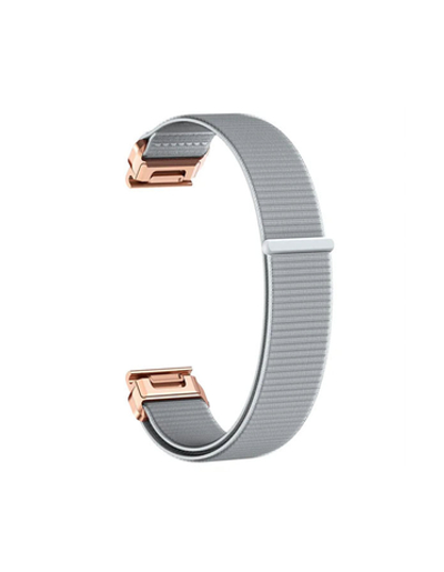 Ремешок QuickFit 20 мм нейлоновый для Garmin Fenix 7S, Fenix 6S, Fenix 5S, Instinct 2S, Epix Pro Gen 2 (42 mm) быстросъемный велкро Серый (Золото)