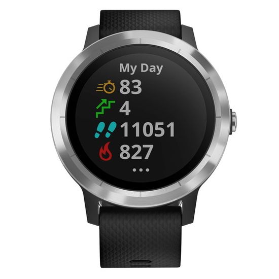 Смарт часы Garmin Vivoactive 3, серебристые с черным ремешком 010-01769-02
