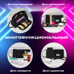 Пенал-косметичка BRAUBERG с ручкой 1 откидная планка полиэстер 22x10х8 см Black (2 штуки в упаковке)