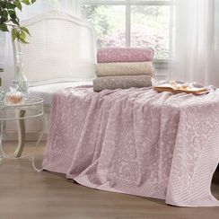 Покрывало простынь махровая ELIPS сухая роза TIVOLYO HOME Турция