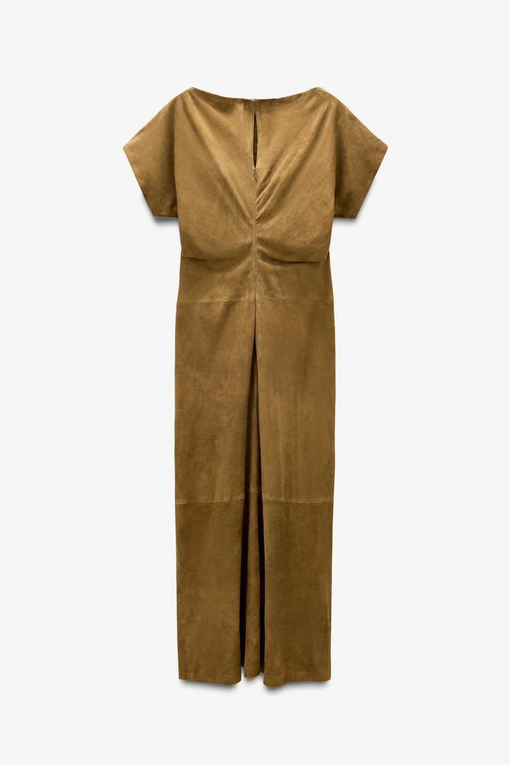 ZARA ДЛИННОЕ ПЛАТЬЕ ИЗ ЗАМШИ - LIMITED EDITION, ОЛИВКОВО-ЗЛЕНЫЙ