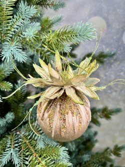 Елочная игрушка Цветок кактуса 10см ChristmasDeLuxe premium collection бежевый