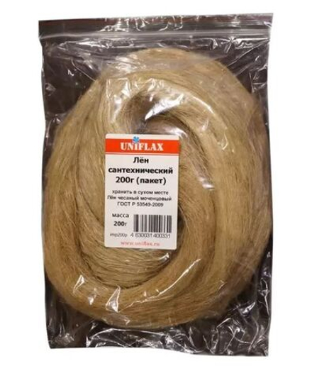 Лён сантехнический моченцовый М 20-500г., пакет, Uniflax