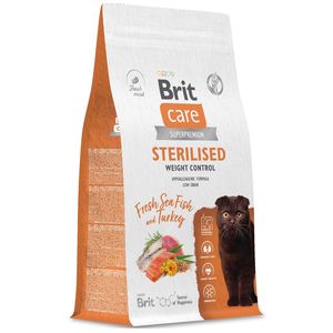 Сухой корм Brit Care Cat Sterilised Weight Control для стерилизованных кошек с морской рыбой и индейкой, Контроль веса