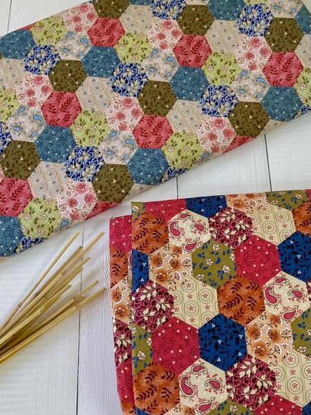 ГЕКСАГОНЫ БОТАНИКА ЗЕЛЕНО-БИРЮЗОВЫЕ, 100% хлопок Handmade Fabrics 6