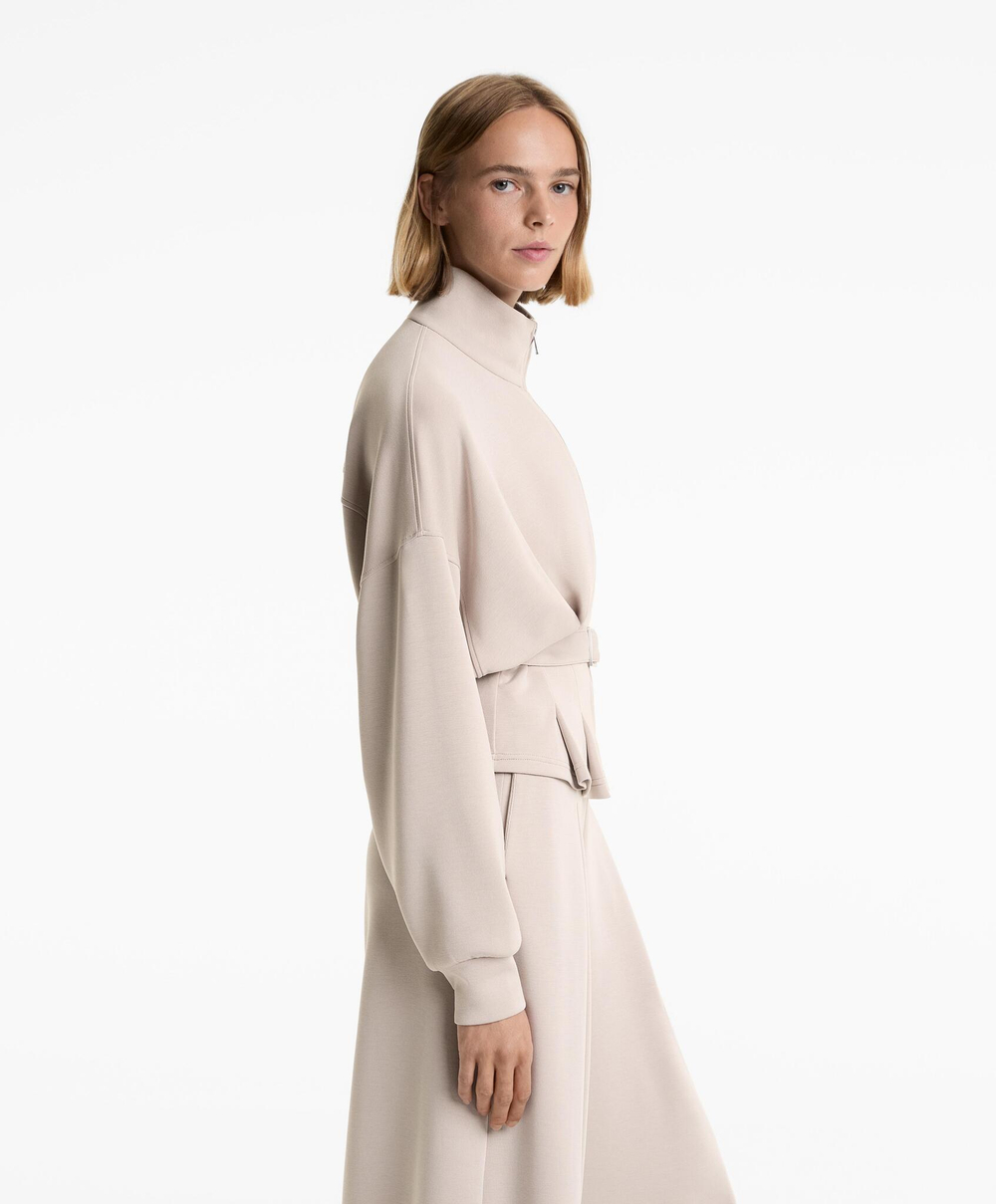 Oysho Мягкая куртка с поясом, темно-серый