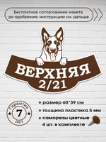 Адресная табличка с собакой породы Овчарка, 60х39 см.