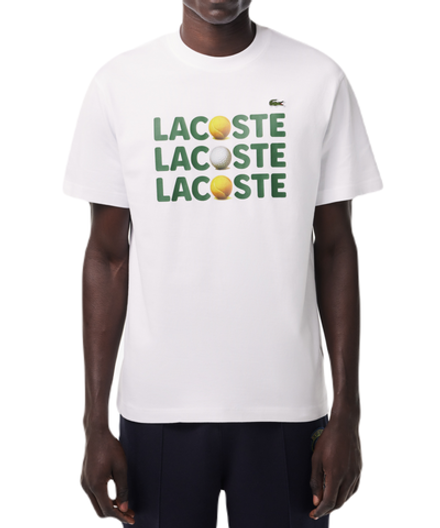 Теннисная футболка Lacoste Heavy Cotton Tennis Ball Print T-Shirt - white